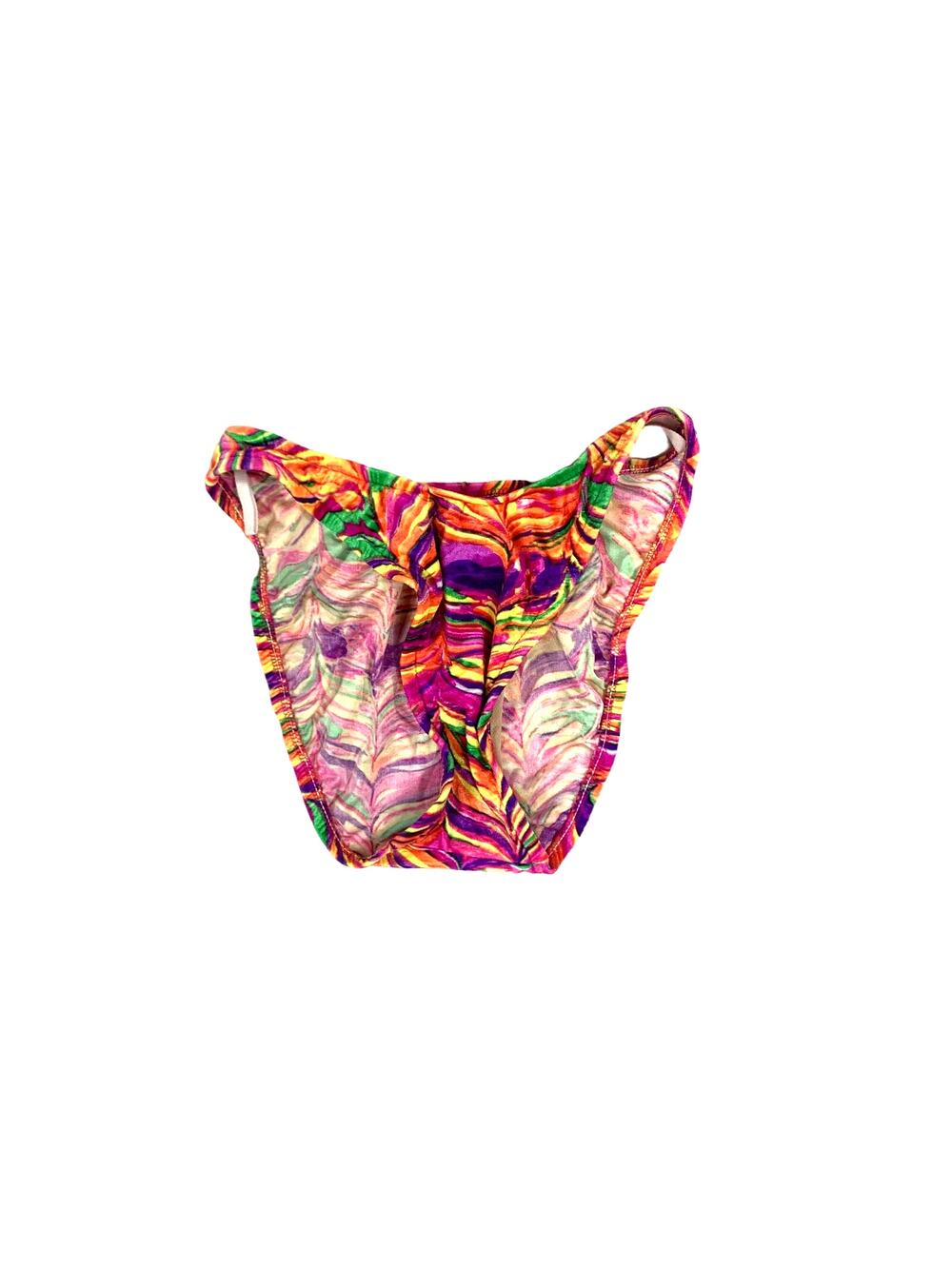Vintage Psychedelic Neon velvet high waisted bikini bottom